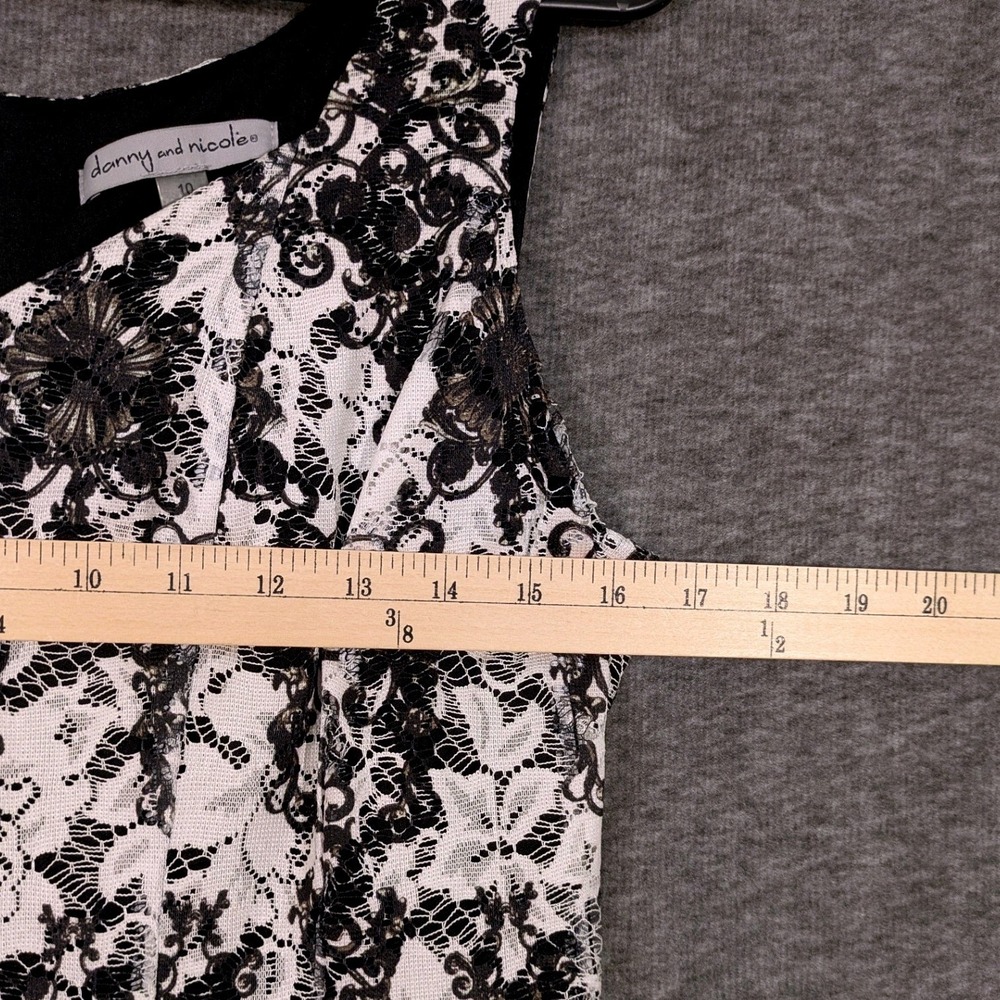 Danny & Nicole Black White Floral Lace Fit and Flare Skater Goth Dress Size 10 - Picture 5 of 8